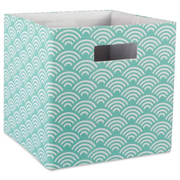 Design Imports 13 x 13 x 13 in. Waves Square Polyester Storage CubeAqua CAMZ37940